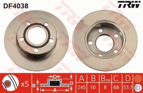 Диск гальмівний TRW DF4038