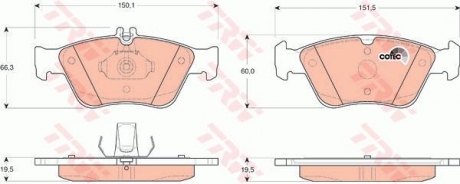 Колодка торм. диск. mb c-class (w202), clk (c208) передн. TRW GDB1205