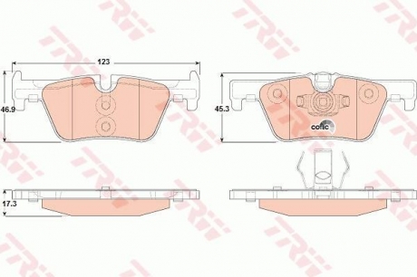 Колодка торм. диск. bmw 1(f20) 116d-125i 2010-,3(f30) 316-328 2011- задн. TRW GDB1919