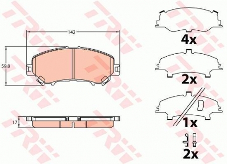 Гальмівні колодки дискові NISSAN/RENAULT X-Trail/Kadjar "F "14>> TRW GDB3648