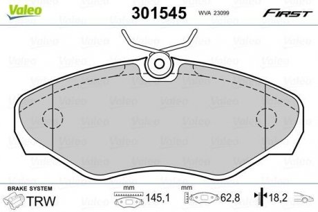 Колодки гальмівні OPEL P. VIVARO 01- Valeo 301545