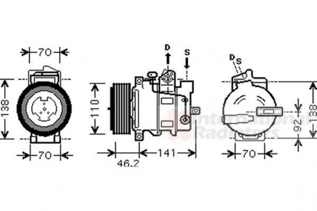 Компрессор кондиционера mercedes c-class w203 00- Van Wezel 3000K091 (фото 1)