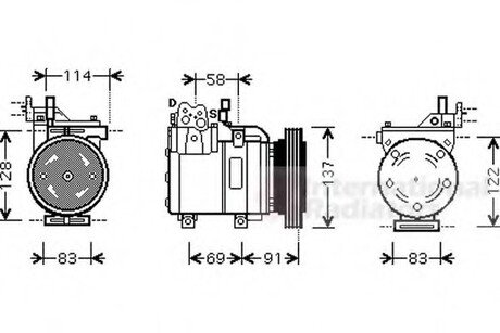 Компресор кондиціонера GETZ 14i/16i MT/AT 05-09 Van Wezel 8200K199 (фото 1)