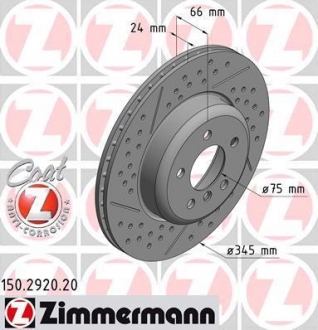 Гальмівний диск зад. BMW 3 F30 12- ZIMMERMANN 150292020