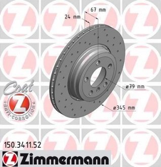 Тормозной диск задний ZIMMERMANN 150 3411 52