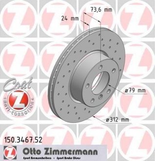 Тормозной диск ZIMMERMANN 150 3467 52