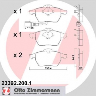 Гальмівнi колодки дисковi VW Golf IV 97-03 з датч. ZIMMERMANN 233922001