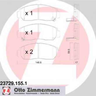 Гальмівні колодки перед Honda Civic c 2006г/Stream ZIMMERMANN 237291551