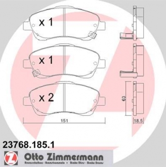 Колодки тормозные (без датчика) ZIMMERMANN 23768.185.1