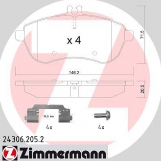 Гальмiвнi колодки дисковi ZIMMERMANN 243062052 (фото 1)