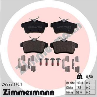 Колодки тормозные ZIMMERMANN 24922.170.1