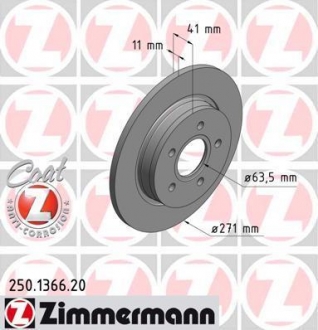 Диск тормозной COAT Z ZIMMERMANN 250.1366.20