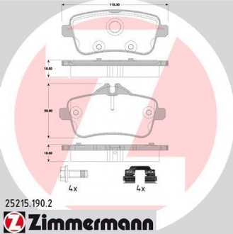 Колодки гальмівні дискові W166 ZIMMERMANN 252151902