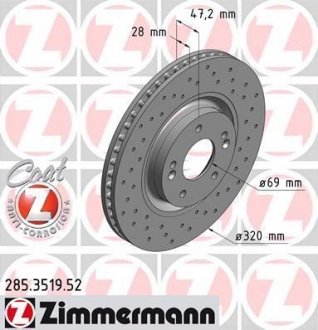 Тормозной диск ZIMMERMANN 285351952