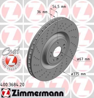 Диск тормозной ZIMMERMANN 400.3684.20