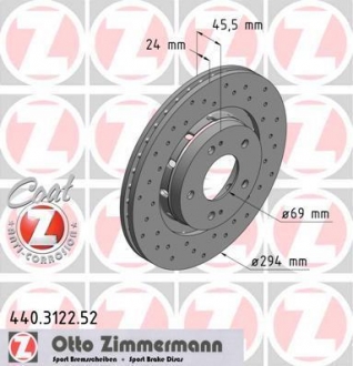 Гальмівний диск перед вент Mitsubishi Outlander/Ou ZIMMERMANN 440312252