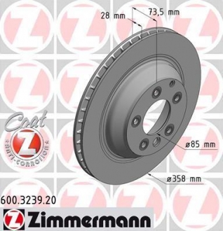 Диск гальмівний зад. Audi Q7 3.0TDI/Porsce Cayenne ZIMMERMANN 600323920