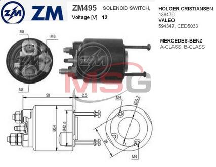 Втягуюче реле стартера ZM ZM495