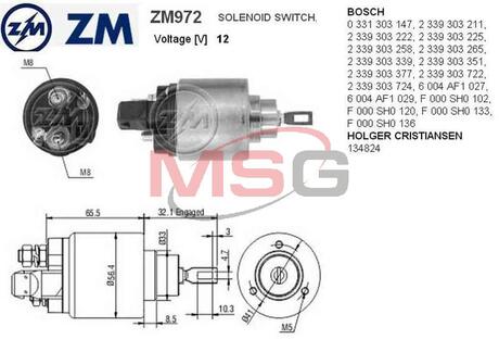 ВТЯГИВАЮЩЕЕ РЕЛЕ СТАРТЕРА ZM ZM 972